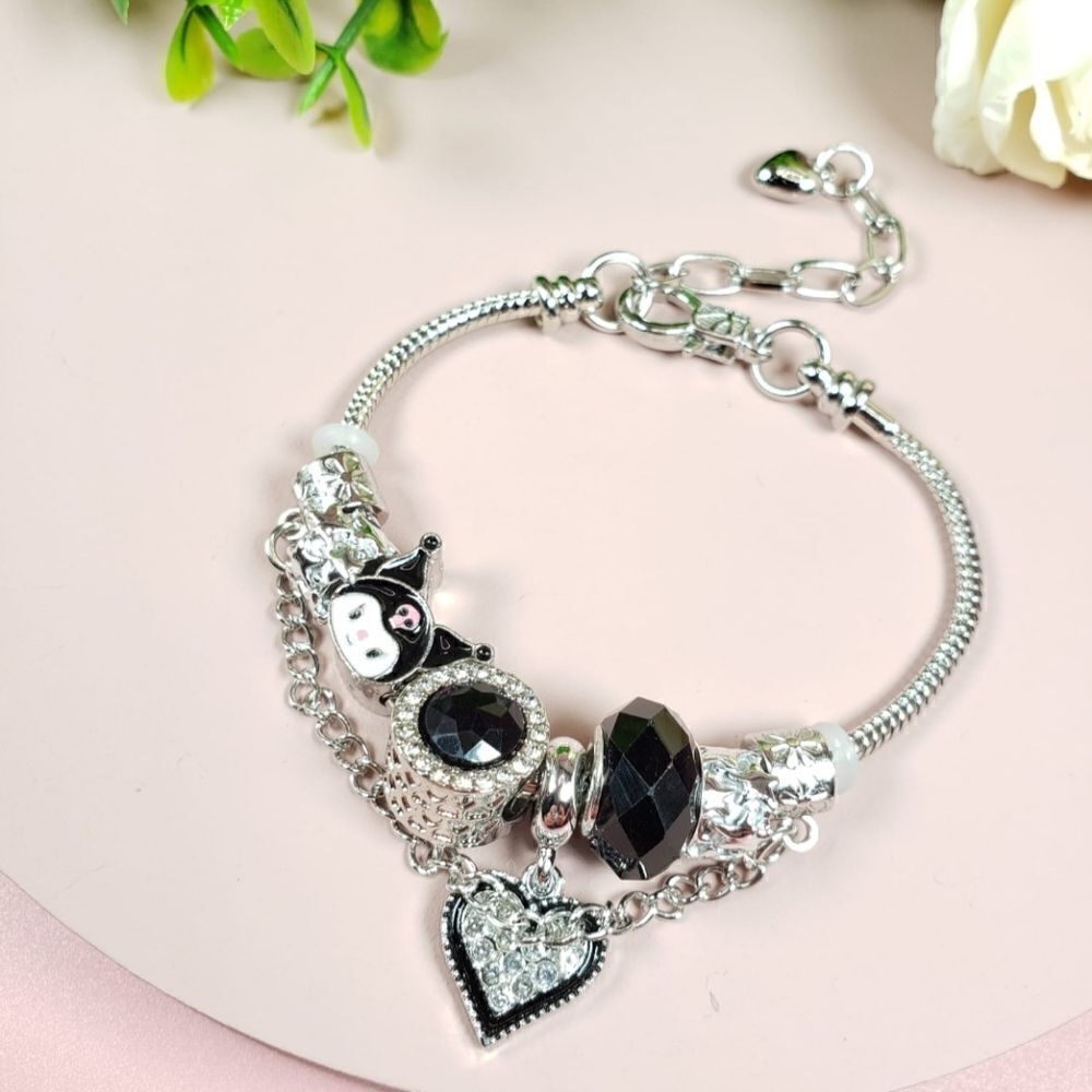Brand New Silver Rhinestone Sanrio Kuromi Bracelet